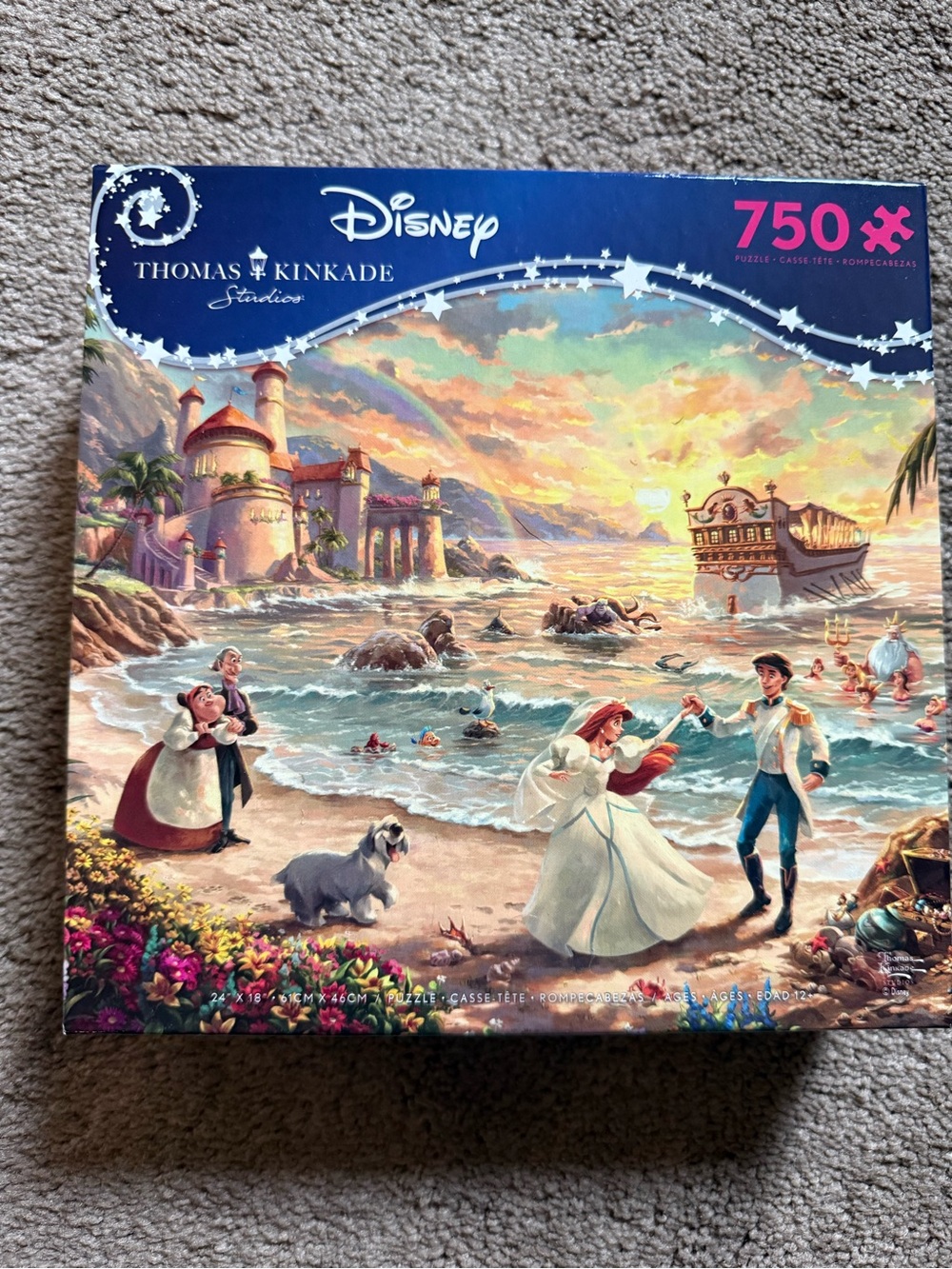 Thomas Kinkade Disney Ariel & Eric Seaside Puzzle - Blue, Green, Pink